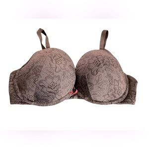 Cacique Boost Plunge Bra With Floral Lace Navy Sz 40 DD Underwire Padded Sexy